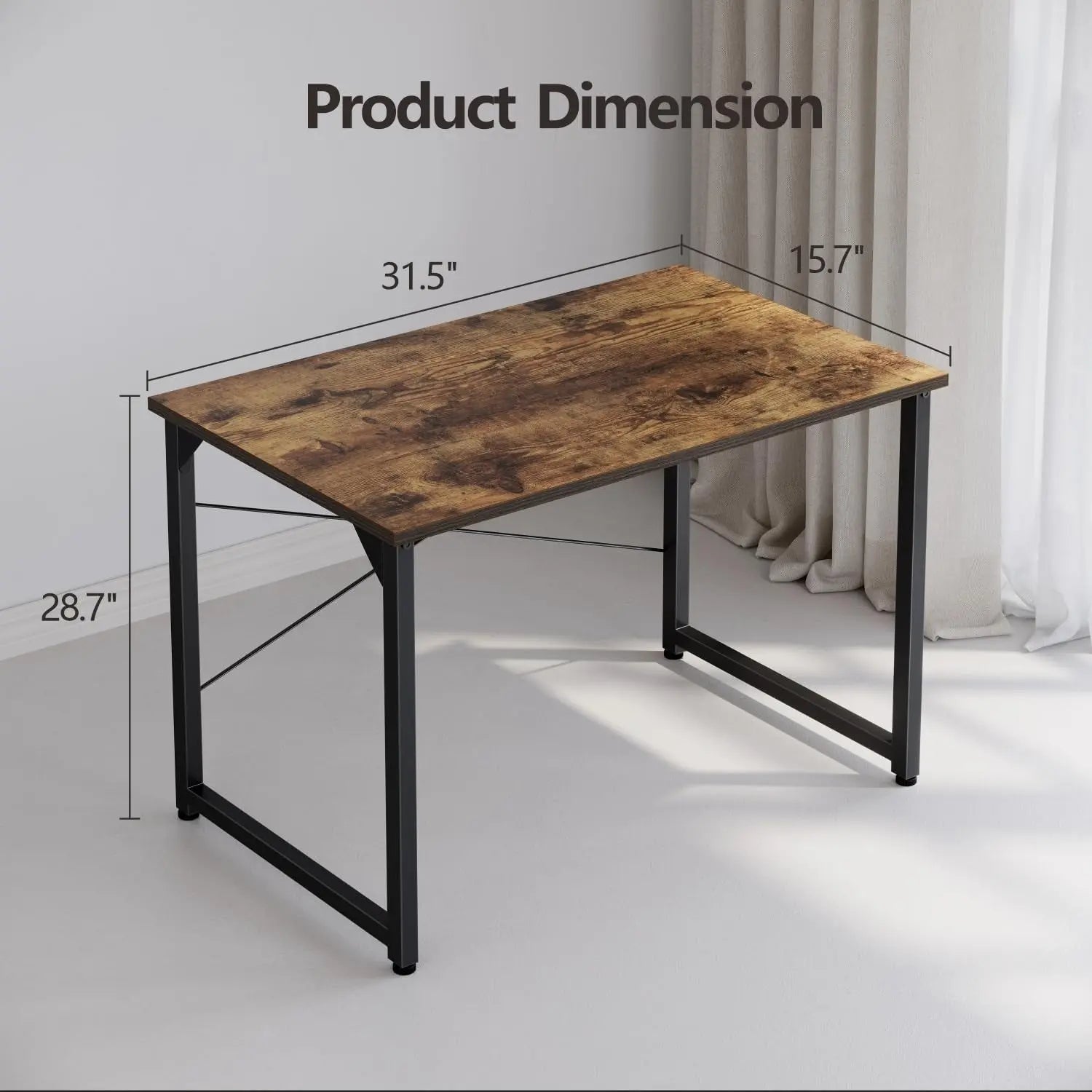 Computer Desk, 32 Inch Small Home Office Desk for Small Spaces, Modern Simple Style for Home, Office, Study, Writing, Rustic Brown-2