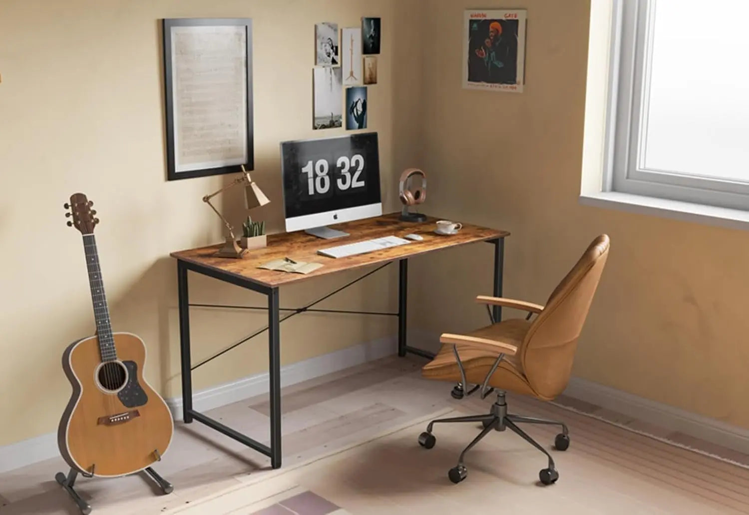 Computer Desk, 32 Inch Small Home Office Desk for Small Spaces, Modern Simple Style for Home, Office, Study, Writing, Rustic Brown-3